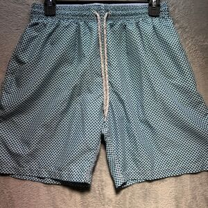 Michaels Mens Teal Geometric Scale Print Swim Trunks Mesh Lined Size M Morocco